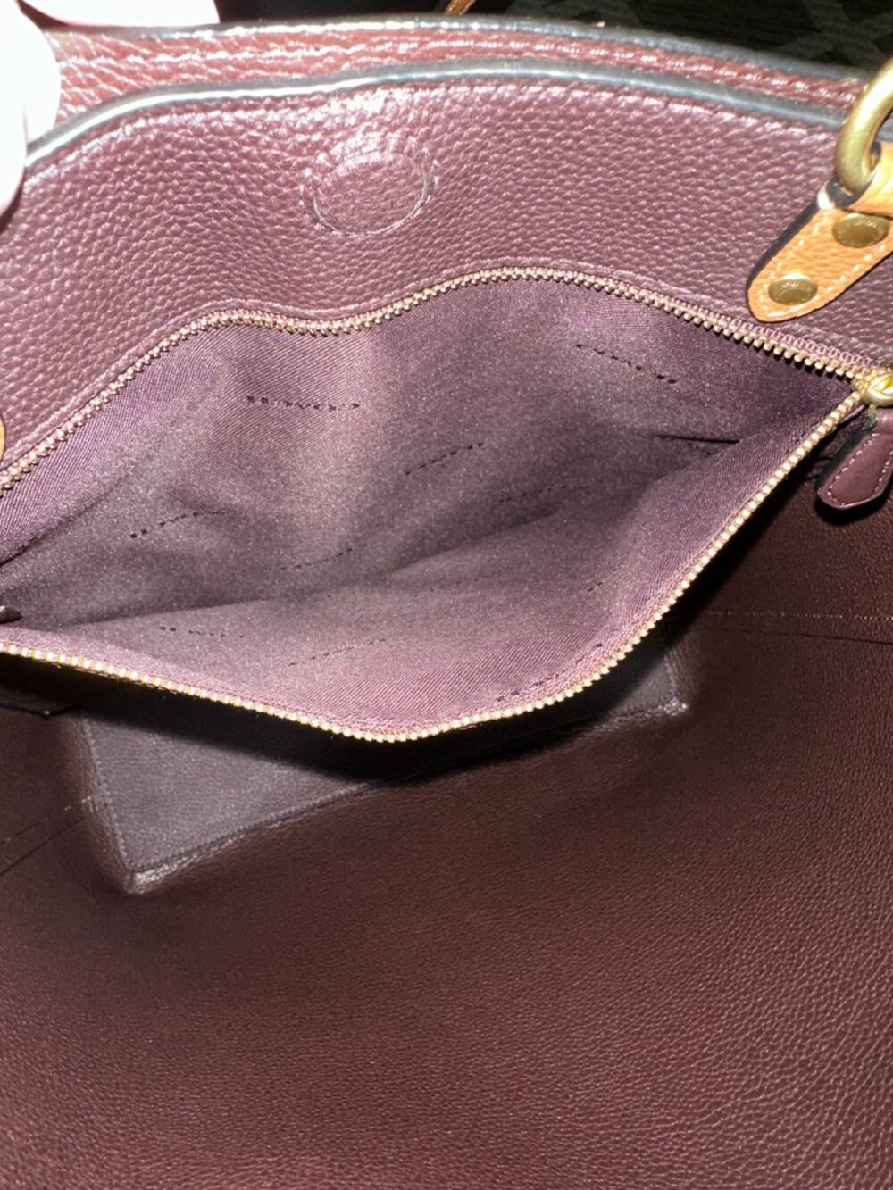 Coach Plaza Brown Pebble Polished Leather Tote/Shoulder Bag #A2080-88341 - Picture 7 of 13